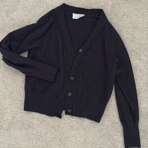 EverLane medium black button up sweater jacket